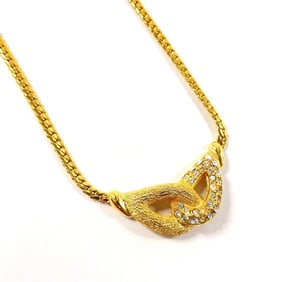 Christian Dior necklace, metal/rhinestone, gold, for women