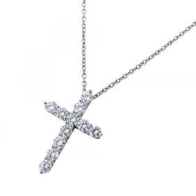 Tiffany Small Cross Necklace 11PD Pt950 Platinum Diamond Women's