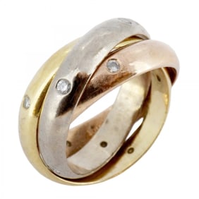 Cartier Trinity Ring in 18K Yellow Gold, White Pink and Diamonds, #49, for Women