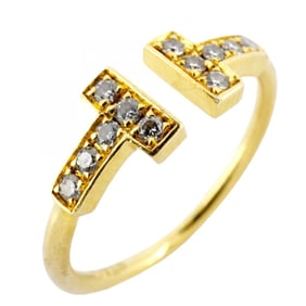 Tiffany T-wire ring in 18KYG yellow gold with diamonds, size 10.5, for women