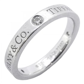 Tiffany ring, flat band, 3PD, Pt950 platinum, diamond, size 8, women's