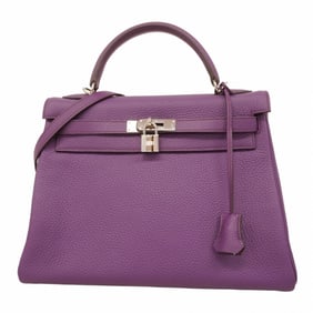 Hermes Hermès Kelly 32 Handbag in Taurillon Clemence Ultra Violet with P Stamp, 2-Way Bag for