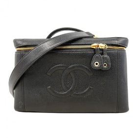 Chanel Vanity Bag, Caviar Skin, Black, 2-Way Women's, P1786569