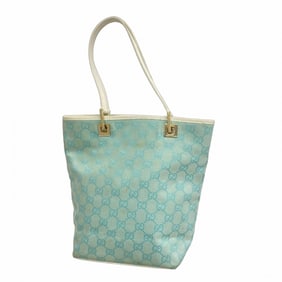 Gucci Tote Bag GG Canvas 002 1099 Blue White Champagne Women's