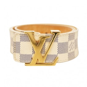 Louis Vuitton Damier Azur Centurion Belt with LV Initials, M9609, White, for Men and Women
