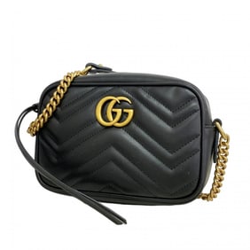 Gucci GG Marmont Shoulder Bag 448065 Leather Black Women's