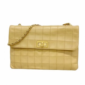 Chanel 2.55 Chocobar Handbag with Lambskin Chain, Beige, Women's, P1764629