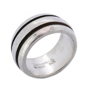 Tiffany & Co. Ring, Grooved Double Line, Silver 925, Size 9.5, Women's, P1720916