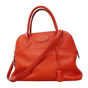 Hermes Hermès Bolide 31 Handbag in Taurillon Clemence Rouge Cazac with Q Stamp, 2-Way Bag for