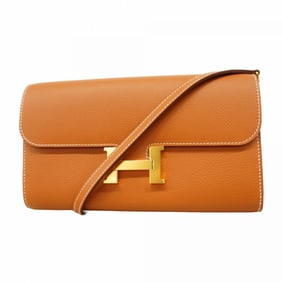 Hermes Hermès Constance To-Go Shoulder Wallet, Evercolor, Gold, B Stamp, Women's, P1698843