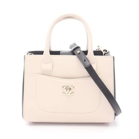 CHANEL Neo Executive Tote Shoulder Bag, Small Handbag, Leather, Women's, White and Black, A69929