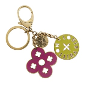Louis Vuitton Portocle Looping Keychain Bag Charm M66006 Gold Plated Pink/Green CX0079 Women's