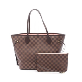 Louis Vuitton Neverfull MM Damier Ebene Rose Ballerine Tote Bag, Coated Canvas and Leather, Brown,