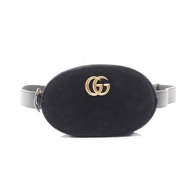 Gucci GG Marmont Waist Bag, Fabric and Leather, Women's, Black, 476434