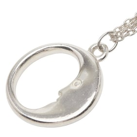 Tiffany & Co. Man in the Moon Chain Pendant Necklace 925 Sterling Silver for Women.