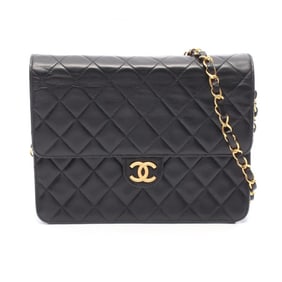 CHANEL Matelasse Single Flap Shoulder Bag in Lambskin Leather, Black