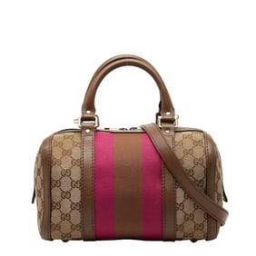 Gucci GG Canvas Sherry Line Mini Boston Bag/Shoulder Bag, 2-Way, 269876, Brown Multicolor and