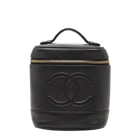 Chanel Coco Mark Vanity Bag Handbag Black Caviar Skin Women's CHANEL