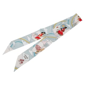 Hermes Hermès Twilly CARRES VOLANTS Flying Carres Scarf, Blue Multicolor Silk, Women's