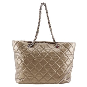 CHANEL Cotton Club Cambon Line Tote Bag A34318 Leather Gold A4 Zipper Women's