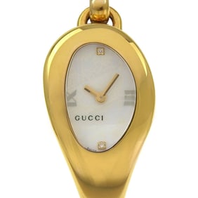 Gucci Horsebit Watch YA103, Gold-Plated Quartz Movement, Analog Display, White Dial, Women's