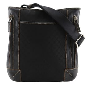 Celine Macadam Shoulder Bag 157112JBU, Nylon Canvas and Leather, Black, A5 Size, Zipper, Unisex