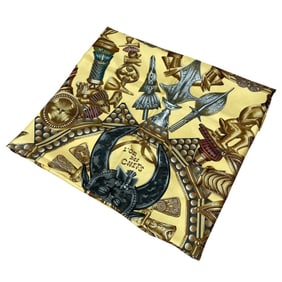 HERMES L'OR DES CHEFS Carré 90 Silk Scarf/Shawl, Yellow, Women's