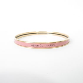 HERMES Uni Enamel Bangle Bracelet in Pink and Gold for Women