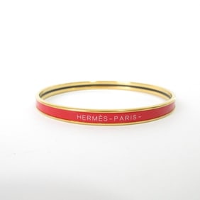 HERMES Uni Enamel Bangle Bracelet in Red and Gold for Women