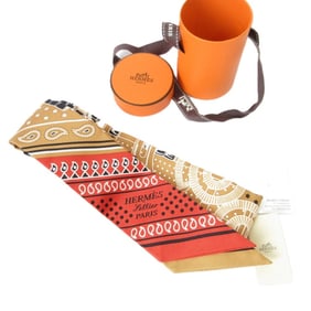 HERMES Apron d'Or Silk Twilly Scarf, Beige, Women's