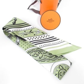 25SS HERMES Amazon Festival Silk Twilly Scarf Green Women's