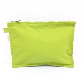 HERMES Bora Canvas Pouch, Yellow-Green, Women's