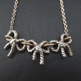 Tiffany & Co. Triple Ribbon Necklace, 925SV x 750 Silver Gold, Women's