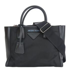 Prada Concept Nylon Leather Tote Bag, Black Shoulder Bag for Women, PRADA