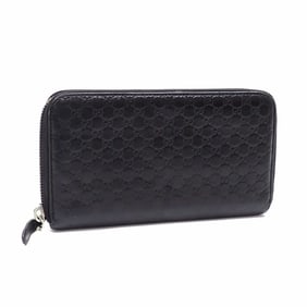 Gucci Micro Guccissima Round Long Wallet, Women's, Black Leather, 544473