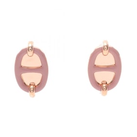 Hermes Hermès Mini Maillon Rose Beaute Earrings, GP (Gold Plated), Women's, Gold and Pink