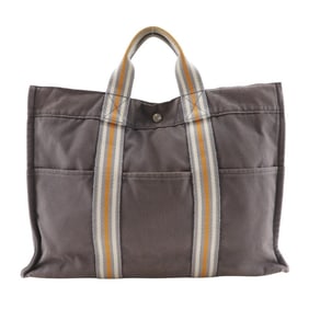 Hermes Hermès Fourre Tout MM Handbag, Ginza Exclusive, Cotton Canvas Tote Bag, Gray, A4 Size, Snap