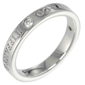 Tiffany & Co. ring, flat band, size 6.5, Pt950 platinum, 3 diamonds, approximately 4.6g.