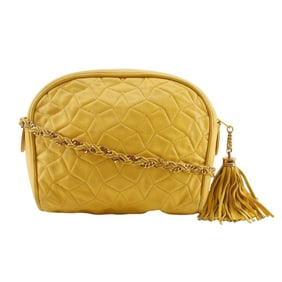 Bally Women's Quilted Leather Chain Shoulder Bag with Yellow Zipper