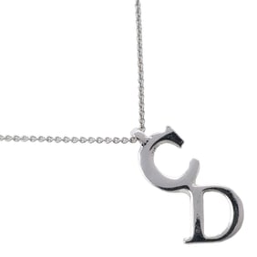 Christian Dior CD Necklace, Silver, Approx. 3.6g, Women's