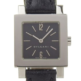 Bvlgari Quadrato SQ22SL Women's Watch, Stainless Steel with Embossed Leather, Quartz Movement,