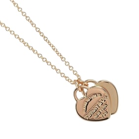 Tiffany & Co. Return to necklace with a double mini heart tag in 18K pink gold, approximately 4g.
