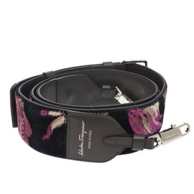 Like new Salvatore Ferragamo leather and velour floral purple shoulder strap 0878