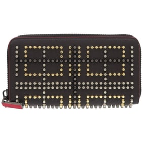 Like new Christian Louboutin Panettone studded leather long wallet 3165145 brown 0688