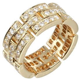 Cartier Maillon Panthère 3-Row Ring, Size 12.5, 18K Yellow Gold, Full Pavé Diamonds, Approx. 10g