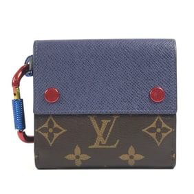LOUIS VUITTON M63041 Monogram & Taiga Compact Wallet with Carabiner, Bifold in Canvas and Leather,