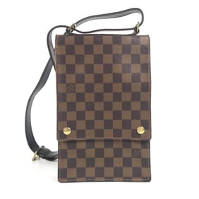 LOUIS VUITTON N45271 Damier Portobello Bag, Crossbody Pochette Shoulder Canvas, Ebene Brown,