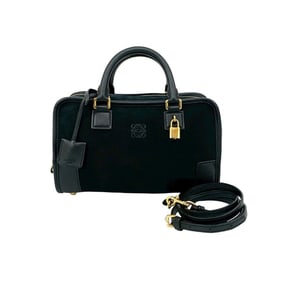 LOEWE Amazona 23 Anagram Logo Suede Leather 2-Way Handbag/Shoulder Bag Black 31348