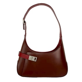 Salvatore Ferragamo Gancini logo hardware calf leather semi-shoulder bag in red (19285)