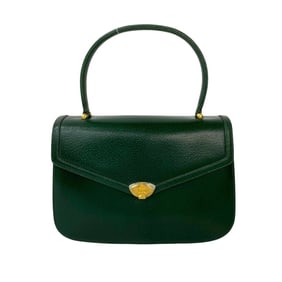 GUCCI Old Gucci GG Logo Metal Hardware Leather Handbag Mini Tote Bag Green 34136